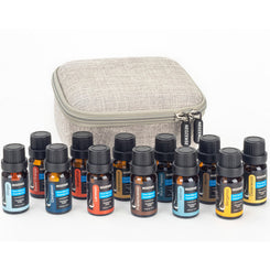 NEOZENSE Aromatherapy Citrus & Spice - 100% Pure Essential Oil Set 12 Pack/10 ml, "Including" a Beige Hard Shell Carrying Case - Frankincense, Cinnamon, Lemon, Ginger, Cedarwood, Myrrh, and More